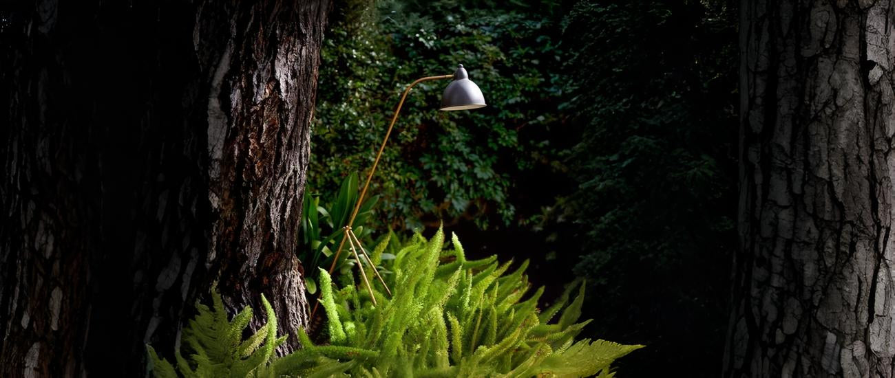 sophisticated werner floor lamp in garden