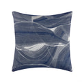 Square Elegant Erling Pillow featuring a close-up of the stylish blue and white abstract wave pattern, ideal for modern home decor.