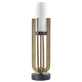 Elegant Jensine Accent Lamp showcasing its modern design with a cylindrical shade and bronze frame.