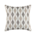 Modern Boyega Pillow in square shape, size 18x18 inches, featuring a wavy woven pattern in beige and brown tones on a cream background, perfect for enhancing contemporary home decor.