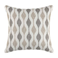 Modern Boyega Pillow in square shape, size 20x20 inches, featuring a wavy woven pattern in beige and brown tones on a cream background, perfect for enhancing contemporary home decor.