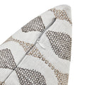 Close-up view of the Modern Boyega Pillow, highlighting the high-quality white zipper and intricate geometric pattern in beige and grey tones.