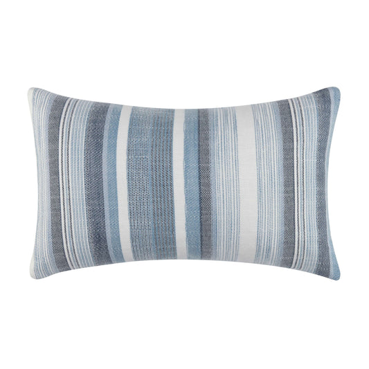 Sophisticated Fountas Pillow in rectangular 12x20 inches size, front view displaying refined blue and white striped pattern, ideal for adding a touch of elegance to any space.