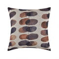 The Vibrant Brightside Pillow in a 18x18 square shape, showcasing the reverse side of its stylish blue and brown circular design, ideal for versatile home decor.