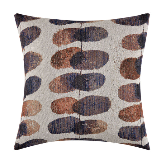 The Vibrant Brightside Pillow in a 20x20 square shape, displaying its distinctive blue and brown circular pattern that enhances modern and contemporary decor.