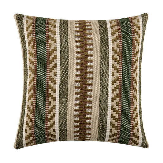 Luxurious Landino Pillow in square shape, size 20x20 inches, showcasing its intricate woven pattern in earth tones, including green, beige, and brown. The pillow features high-quality, durable material ideal for enhancing home decor with a touch of elegance and comfort.