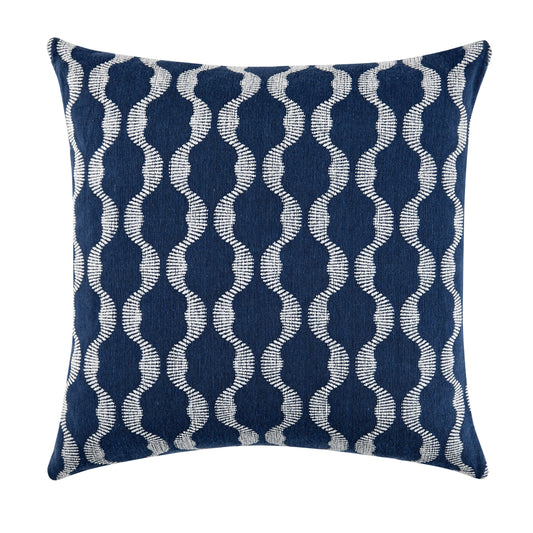 Square 20x20 inch Luxurious Lottolini Pillow in navy with a detailed wave pattern, offering a perfect blend of style and comfort for sophisticated interiors.