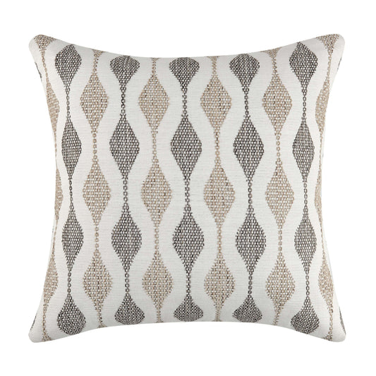 Modern Boyega Pillow in square shape, size 20x20 inches, featuring a wavy woven pattern in beige and brown tones on a cream background, perfect for enhancing contemporary home decor.