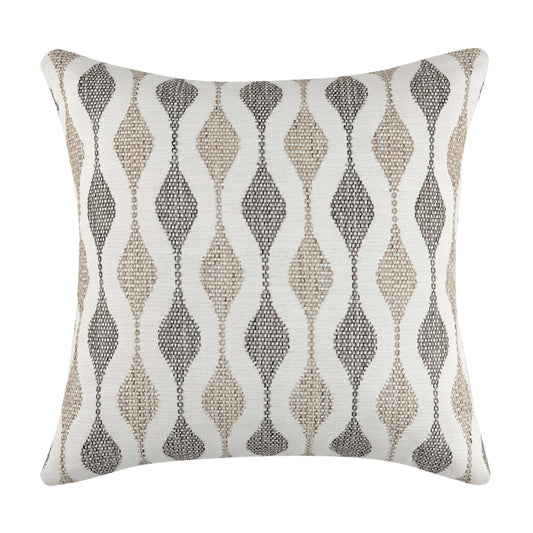 Modern Boyega Pillow in square shape, size 20x20 inches, featuring a wavy woven pattern in beige and brown tones on a cream background, perfect for enhancing contemporary home decor.