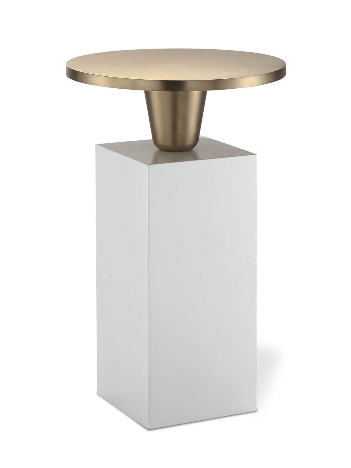 Luxurious Wood Metal and Brass Finish Side Table- Aletta