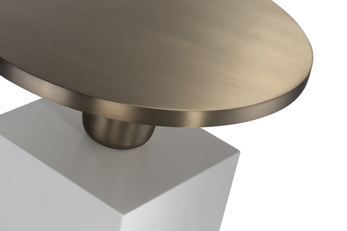 Luxurious Wood Metal and Brass Finish Side Table- Aletta